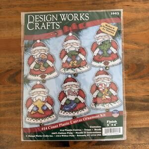 NEW Design Works Plastic Canvas Ornament Kit 3" X 4" Set of 6 Santa Claus
